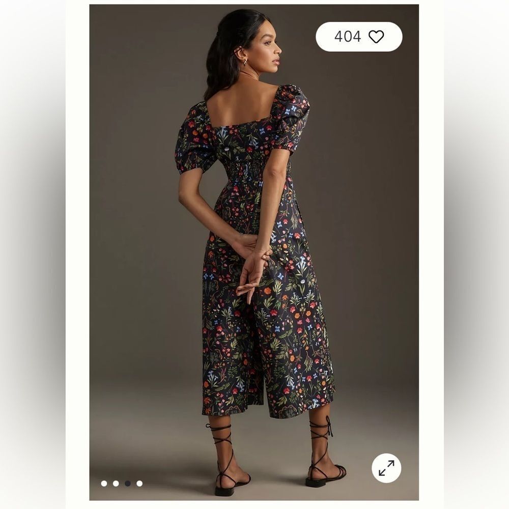 Hutch Puff-Sleeve Floral Jumpsuit by Anthropologie Color: BLACK MOTIF - Picture 3 of 9
